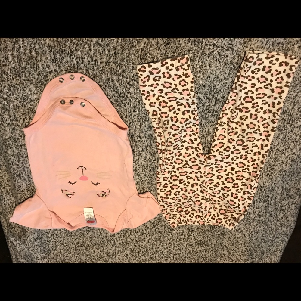 6/9 month Fisher-Price pink leopard pant set
